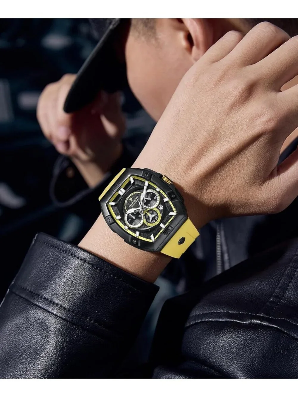 Men's Yellow 5ATM Waterproof Quartz Luxury Chronograph Analog Wrist Watches